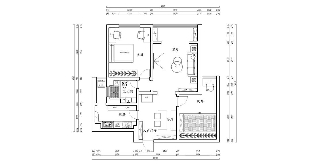 鲁信长春花园114㎡二室二厅户型平面结构图.jpg